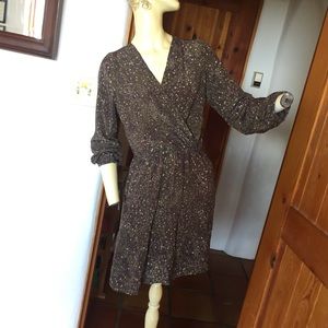 Amour Vert Vintage -M-silk 3/4 sleeve midi dress